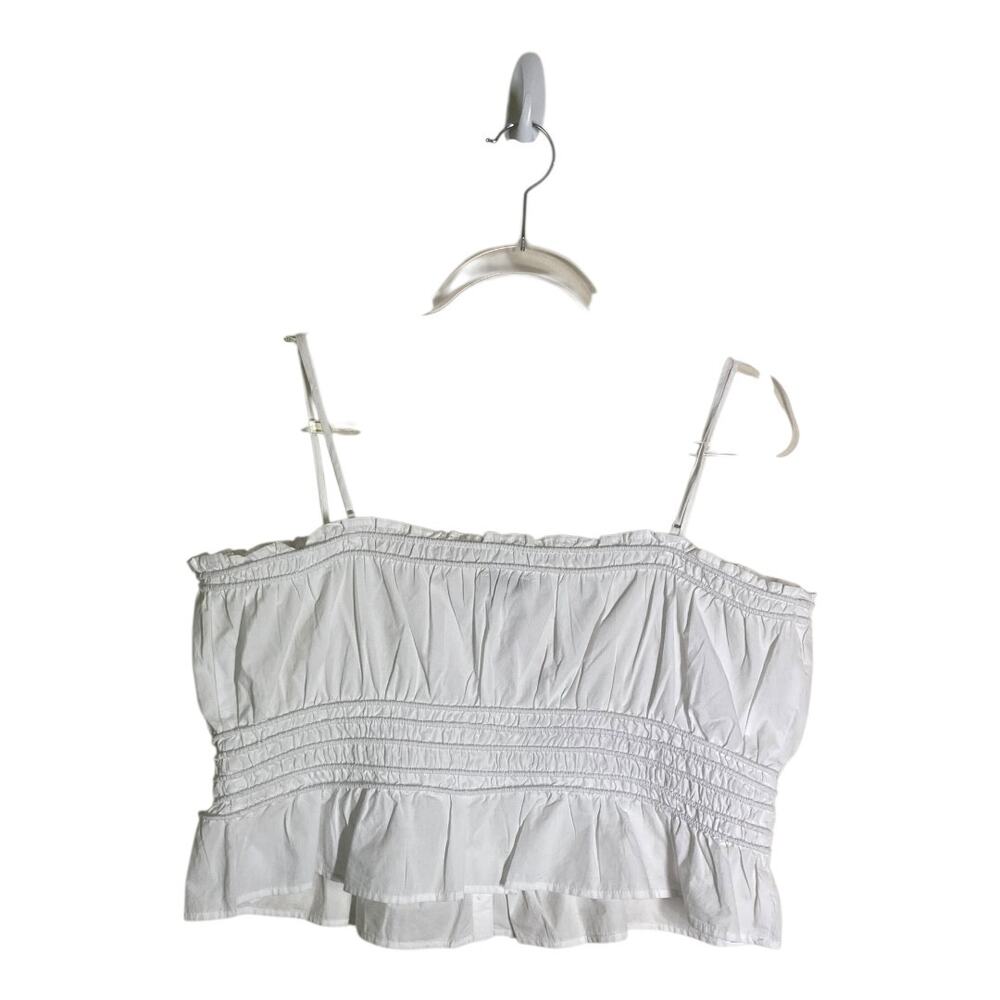 Madewell White Smocked Poplin Tank Top Sz XL - Picture 4 of 9